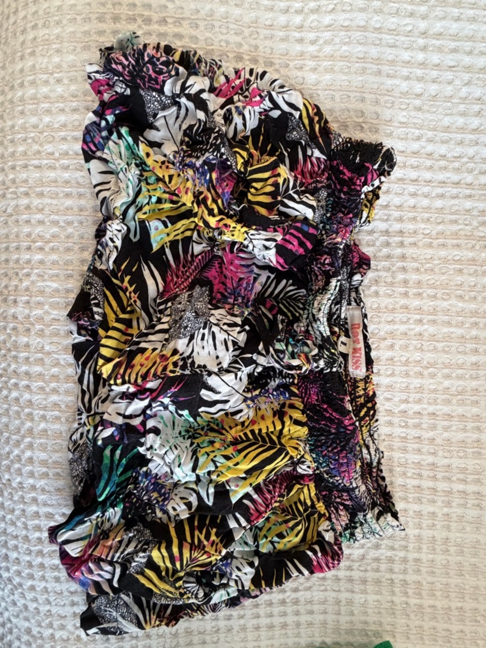 Colorful Tropical Print Smocked Tube Top